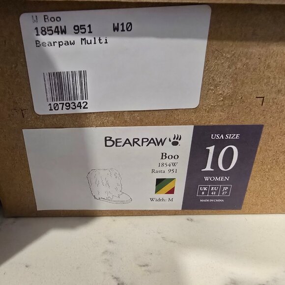 NEW BEARPAW Boo Real Lamb Fur Lined Boots "Rasta" Black / Multi Womens Size 10 - Picture 10 of 13